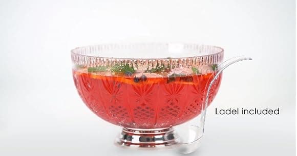Amazon.com | Crystal Cut Plastic Punch Bowl With Ladle 3 Gallon Large ...