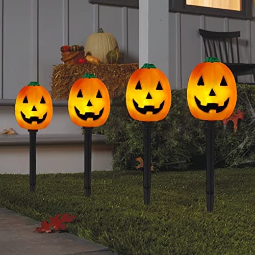Snapklik.com : 10 Pcs Halloween Pumpkin Pathway Markers Lights Solar ...
