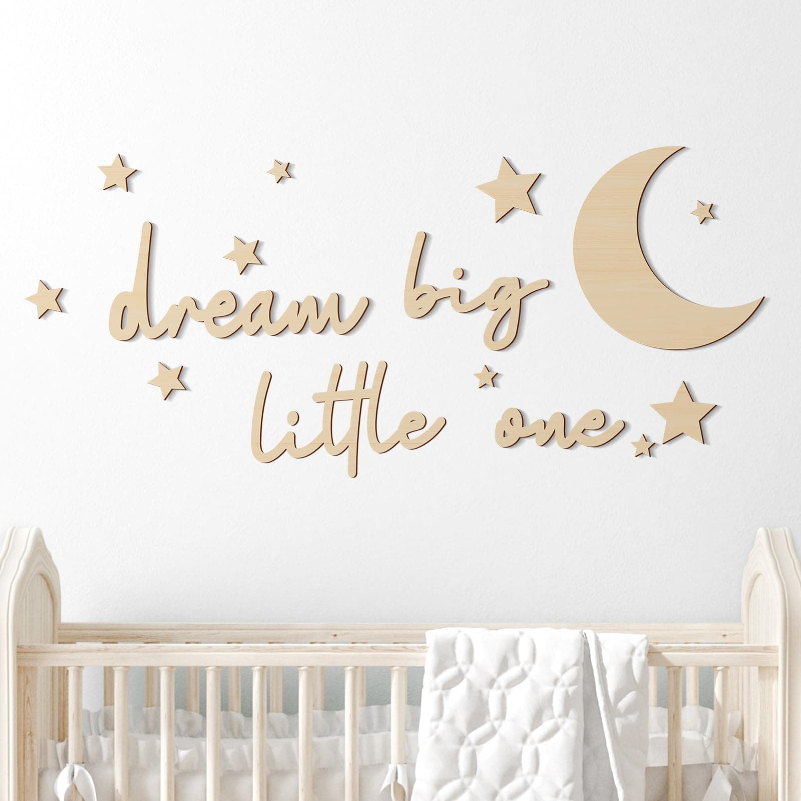 Amazon.com : Briwooody 15 Pcs Dream Big Little One Wooden Nursery Wall ...