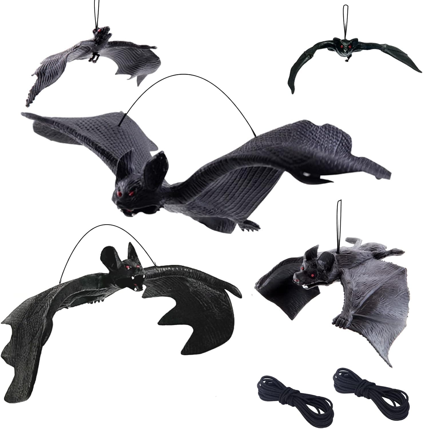 ROSAUI Lot de 5 chauves-souris réalistes suspendues pour Halloween ...