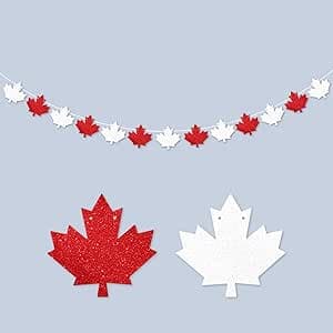 Canada Day Maple Leaf Garland Decorations – Pre-Strung 3 Meter Red and ...