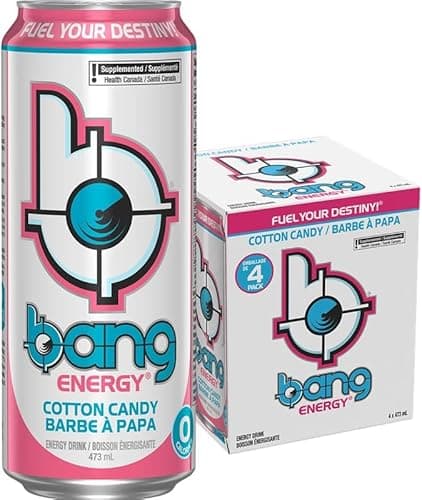 Bang Energy, Cotton Candy, 473mL Cans, Pack of 4