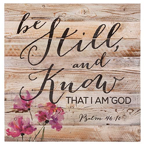 Obra de arte de pared de madera rústica Be Still and Know Salmo 46:10 de P. Graham Dunn