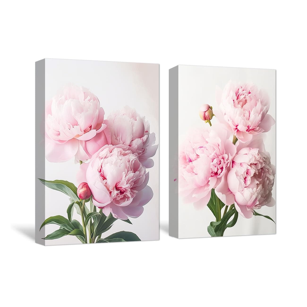 Amazon.com: CXHOSTENT Peony Wall Art 2 Piece Pink Flower Canvas Prints ...