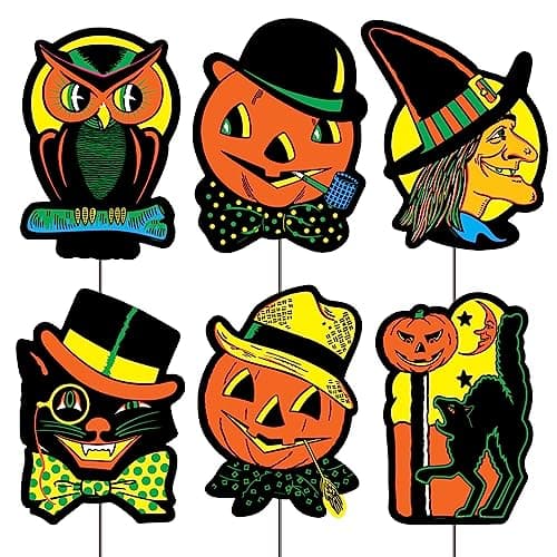 Beistle Vintage 11.5"-12.25" Plastic Halloween Yard Signs Outdoor Decor ...