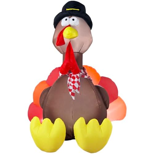 Gemmy Airblown Thanksgiving Inflatables Turkey with Pilgrim Hat, 6 ...