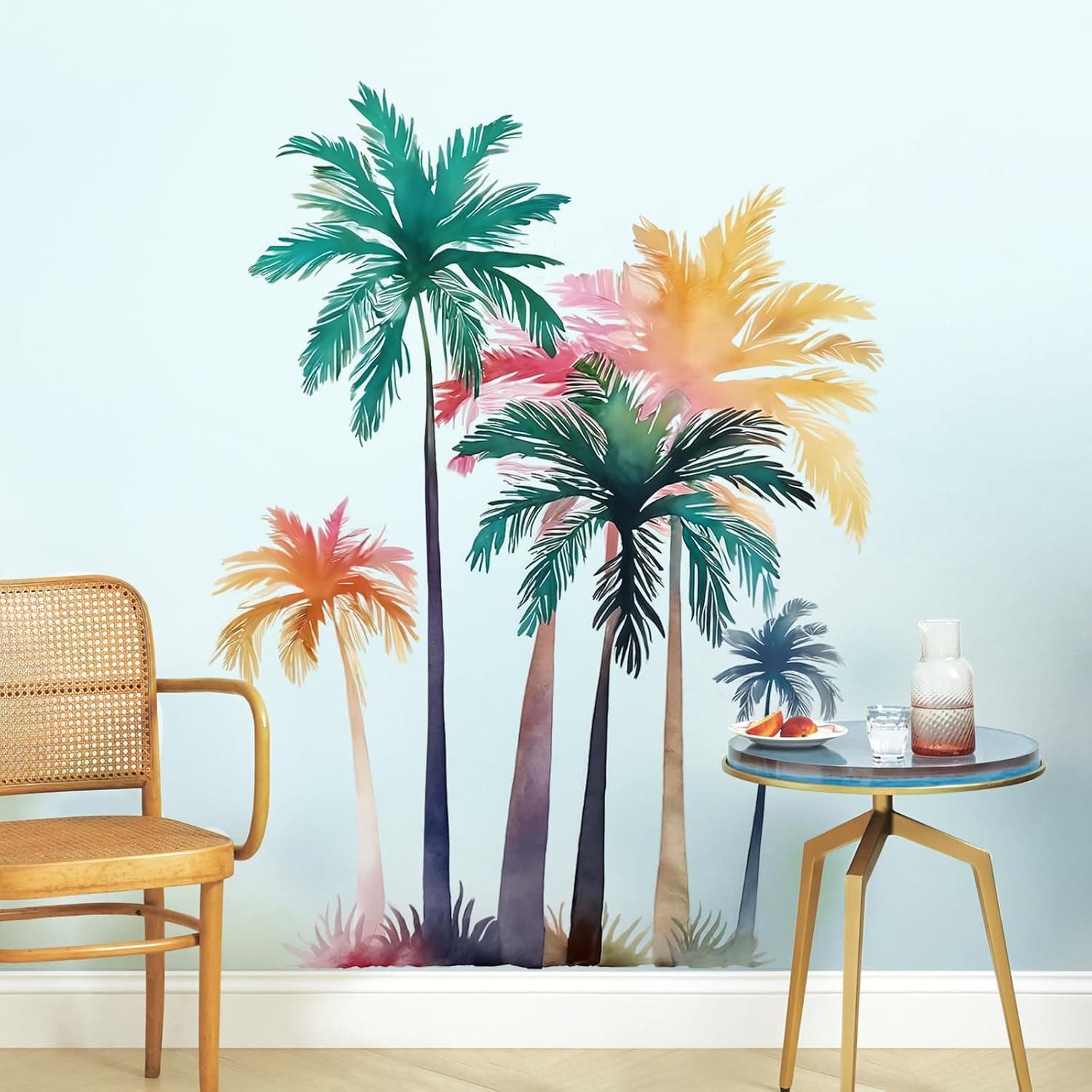 Amazon.com: Supzone Palm Tree Wall Decals Tropical Plants Palm Grove ...