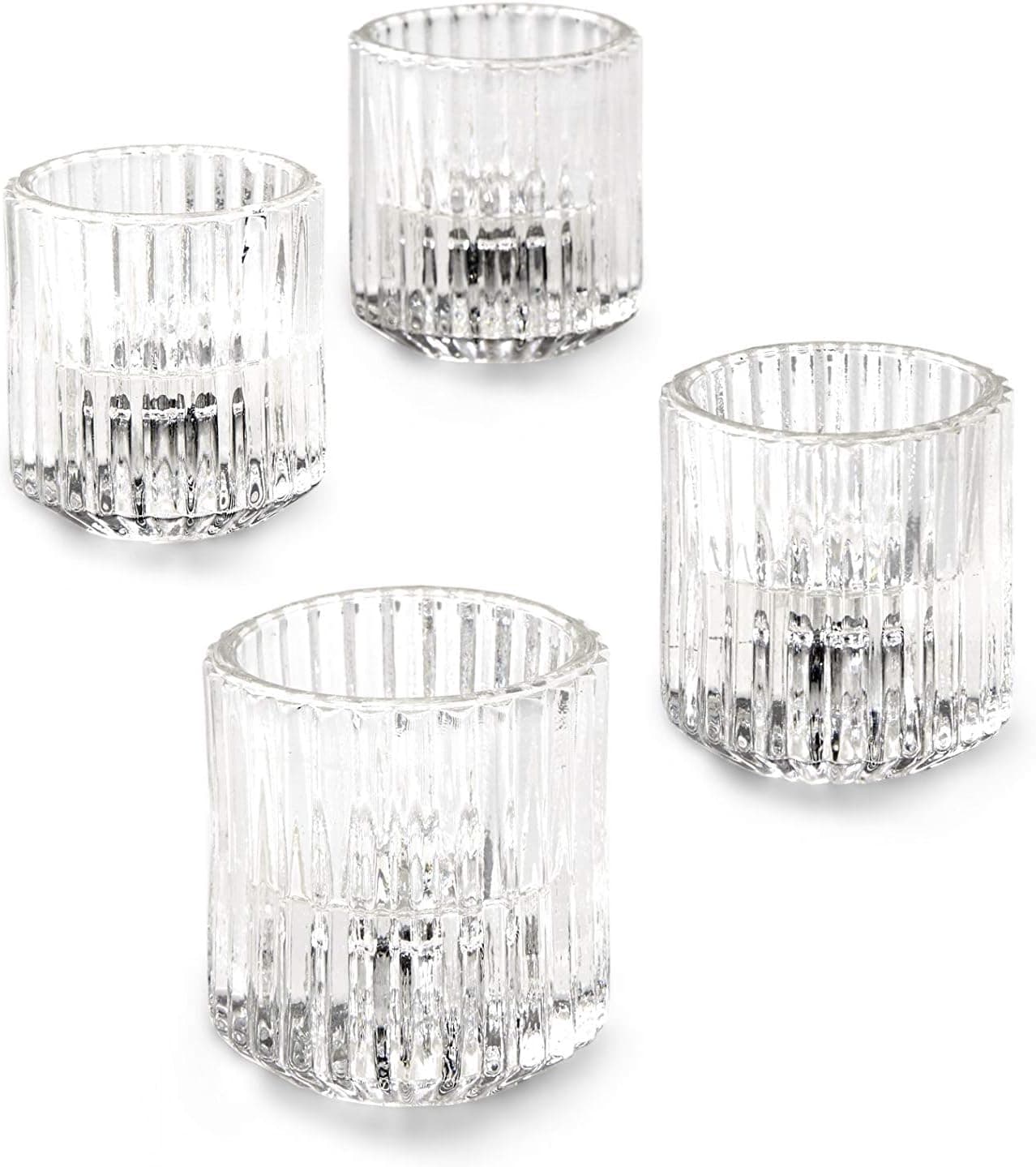 Amazon.com: Serene Spaces Living Set of 4 Clear Ribbed Glass Votive ...