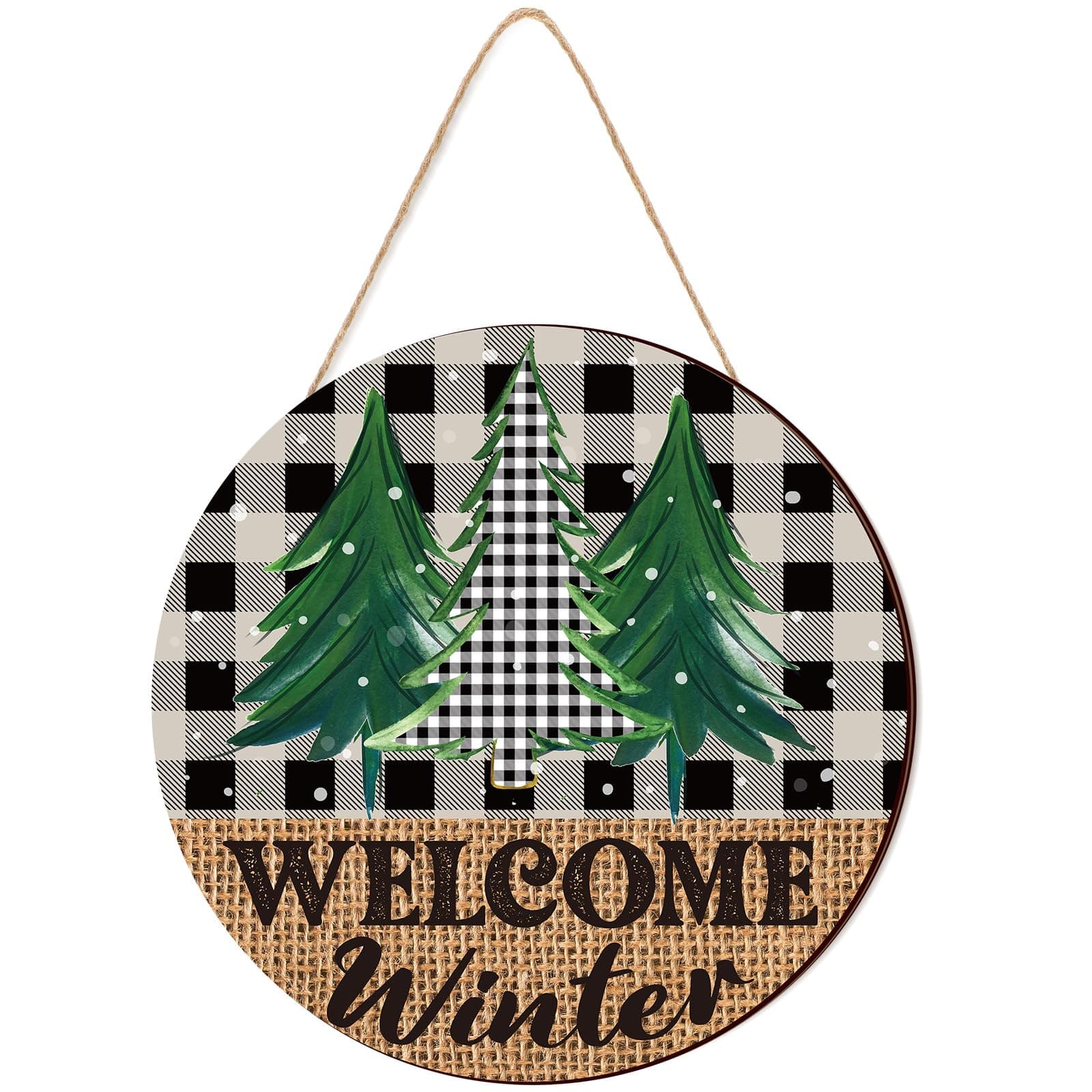 Amazon.com: Welcome Winter Decor Front Door Sign Hello Winter Door Sign ...