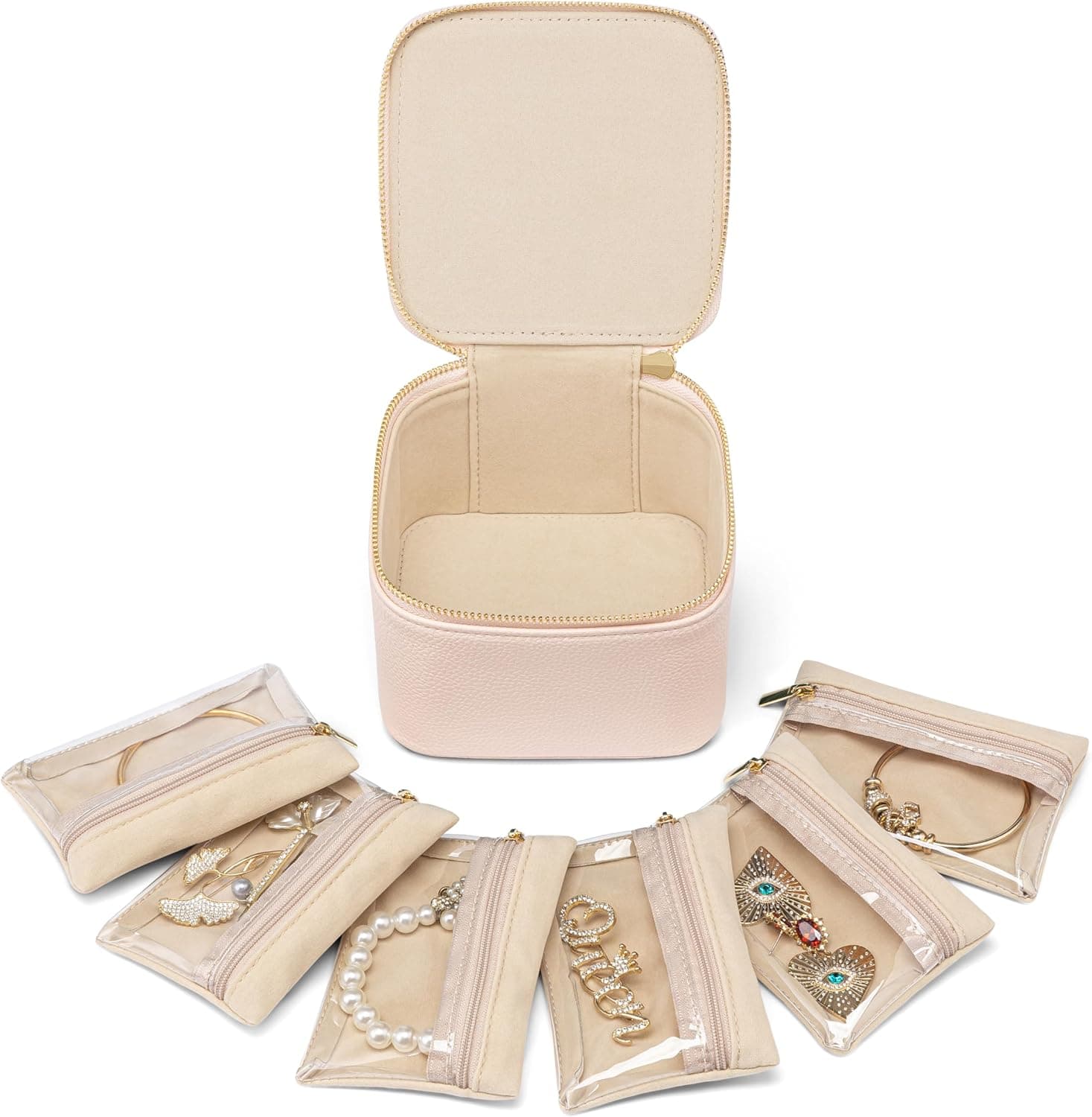 Vlando Travel Jewelry Box,Small Jewelry Bag with 6 velvet zipper ...