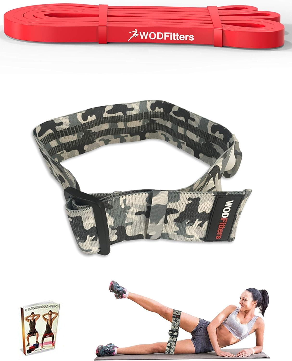Amazon.com: WODFitters Red Resistance Band and Camo Adjustable Hip Band ...