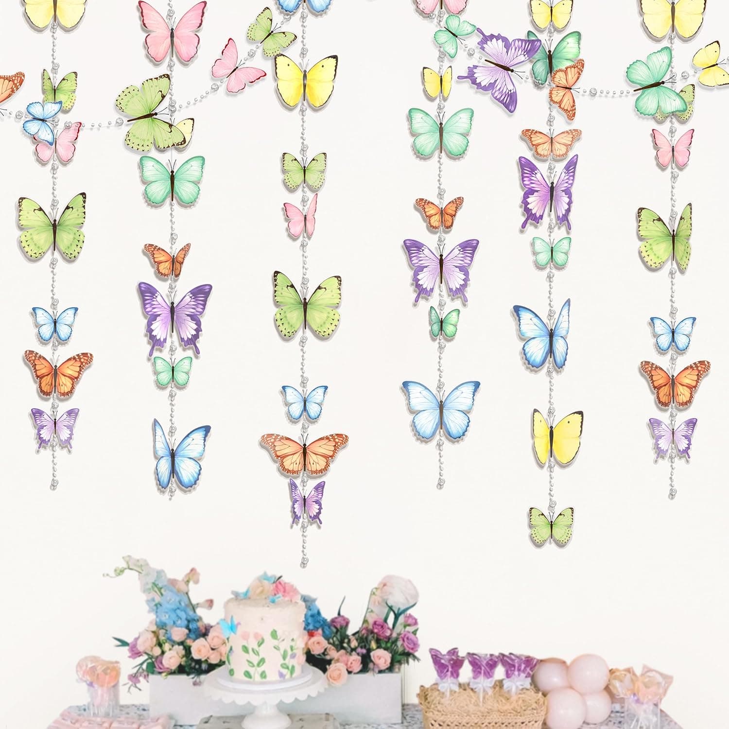 Amazon.com: Cheerland Butterfly Garlands Garden Party Decorations ...