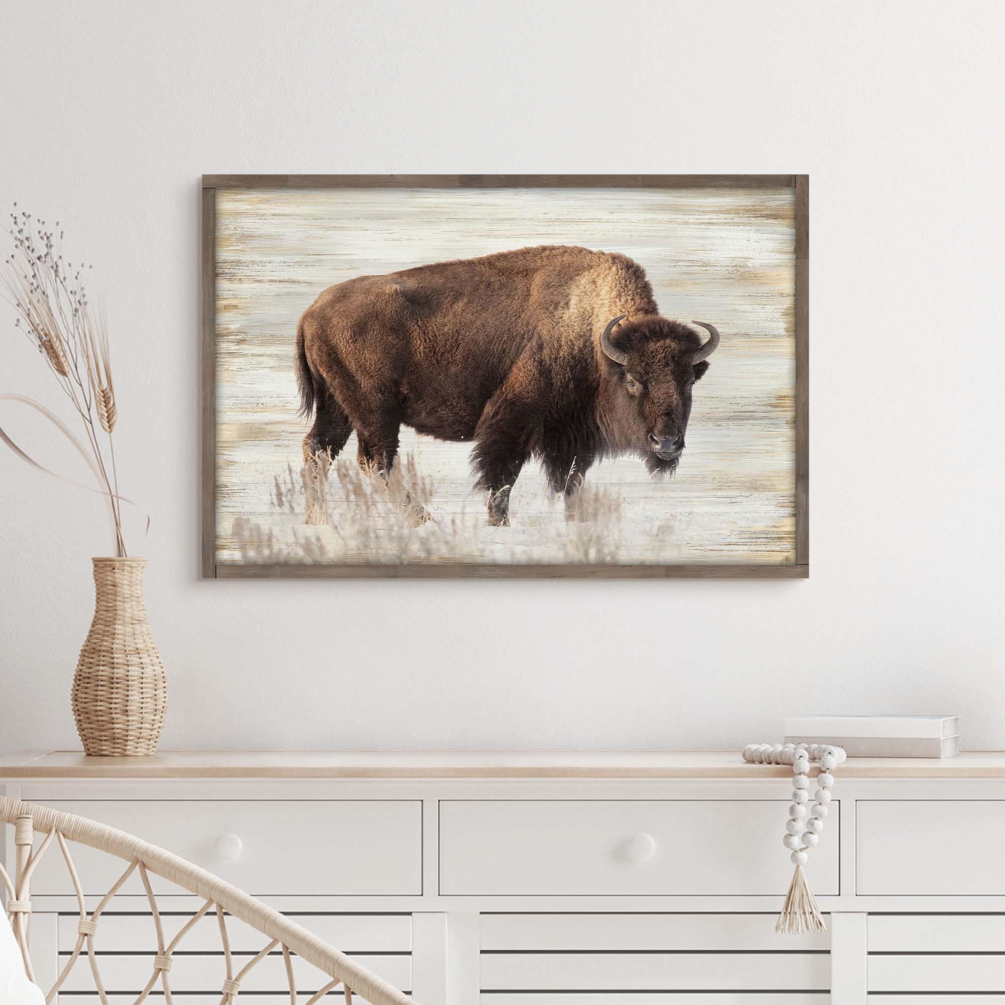 Amazon.com: Rustic Wildlife Wooden Wall Art - Large American Bison ...