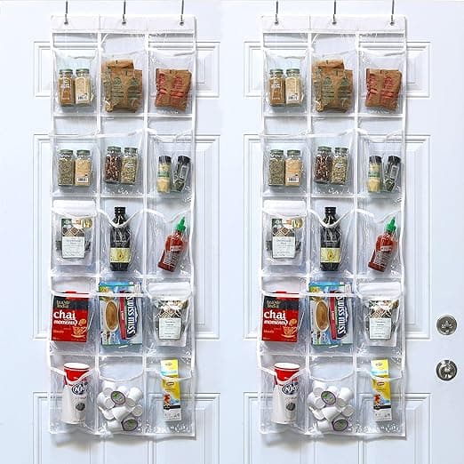 SimpleHouseware Crystal Clear Over The Door Hanging Pantry Pocket ...