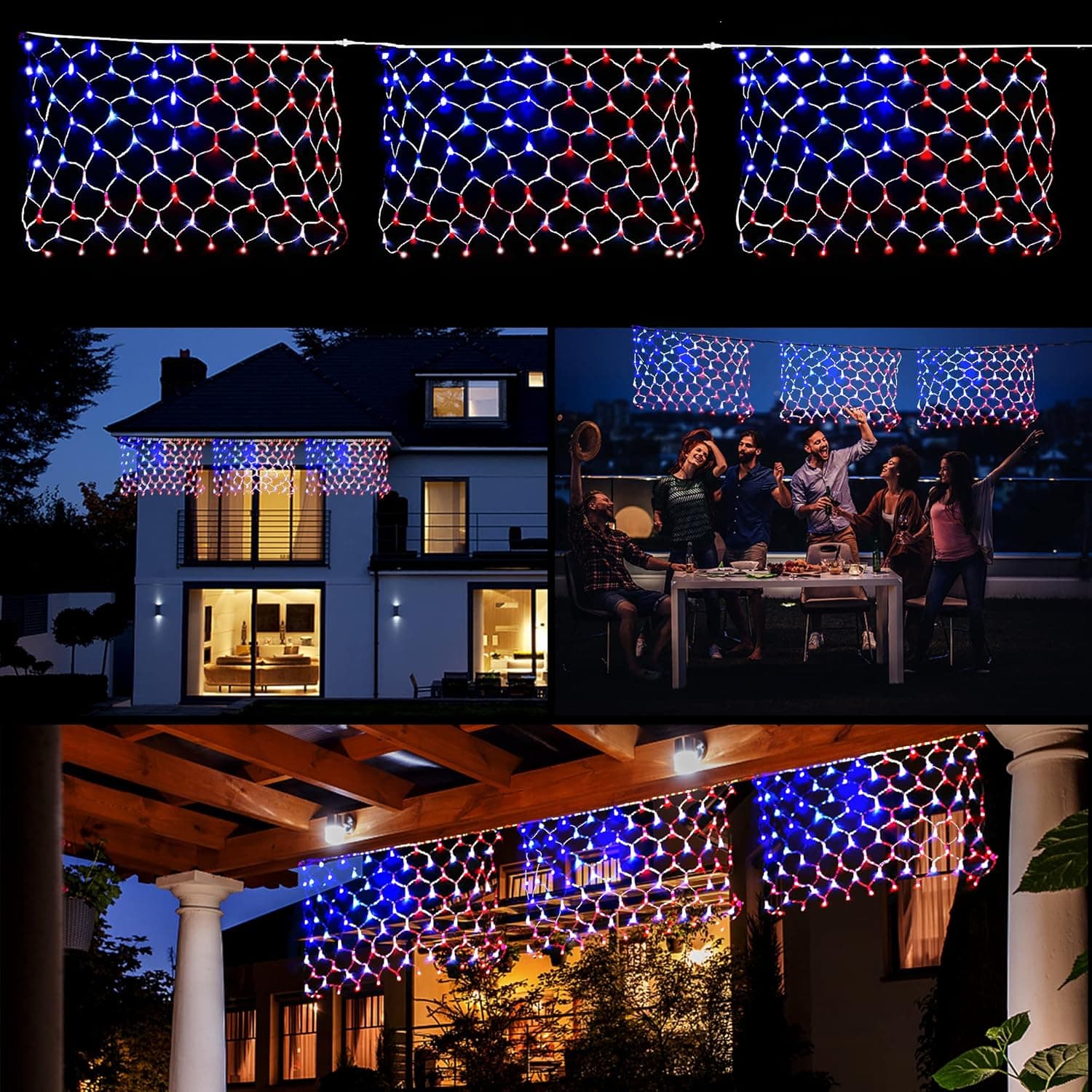 HYH American Flag String Lights 3 in 1 Waterproof Led Flag Net Light of ...