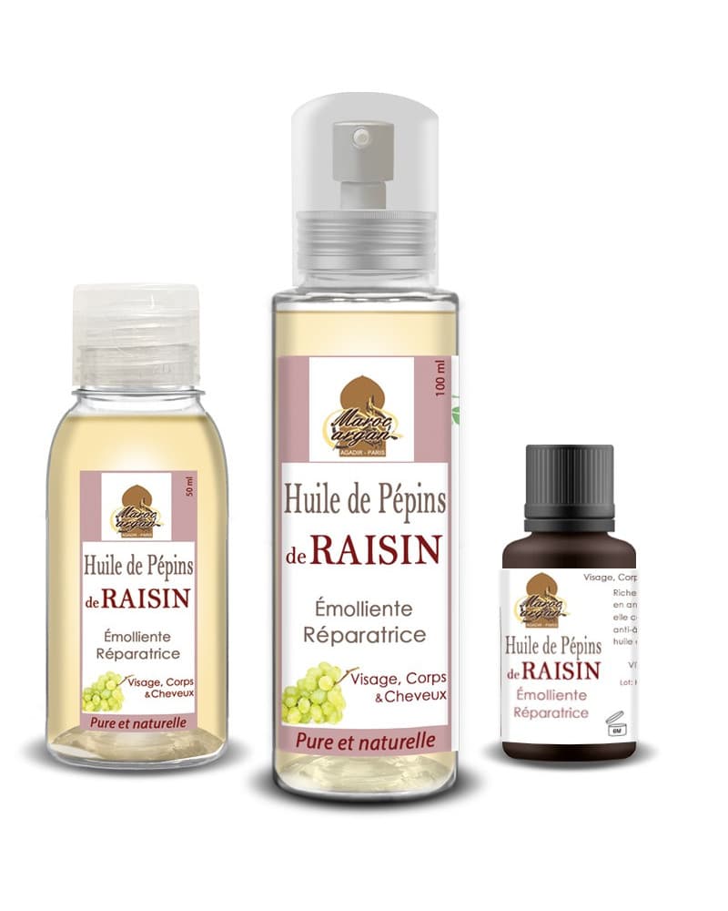 Huile de Pépins de Raisin Pure et naturelle – Maroc Argan
