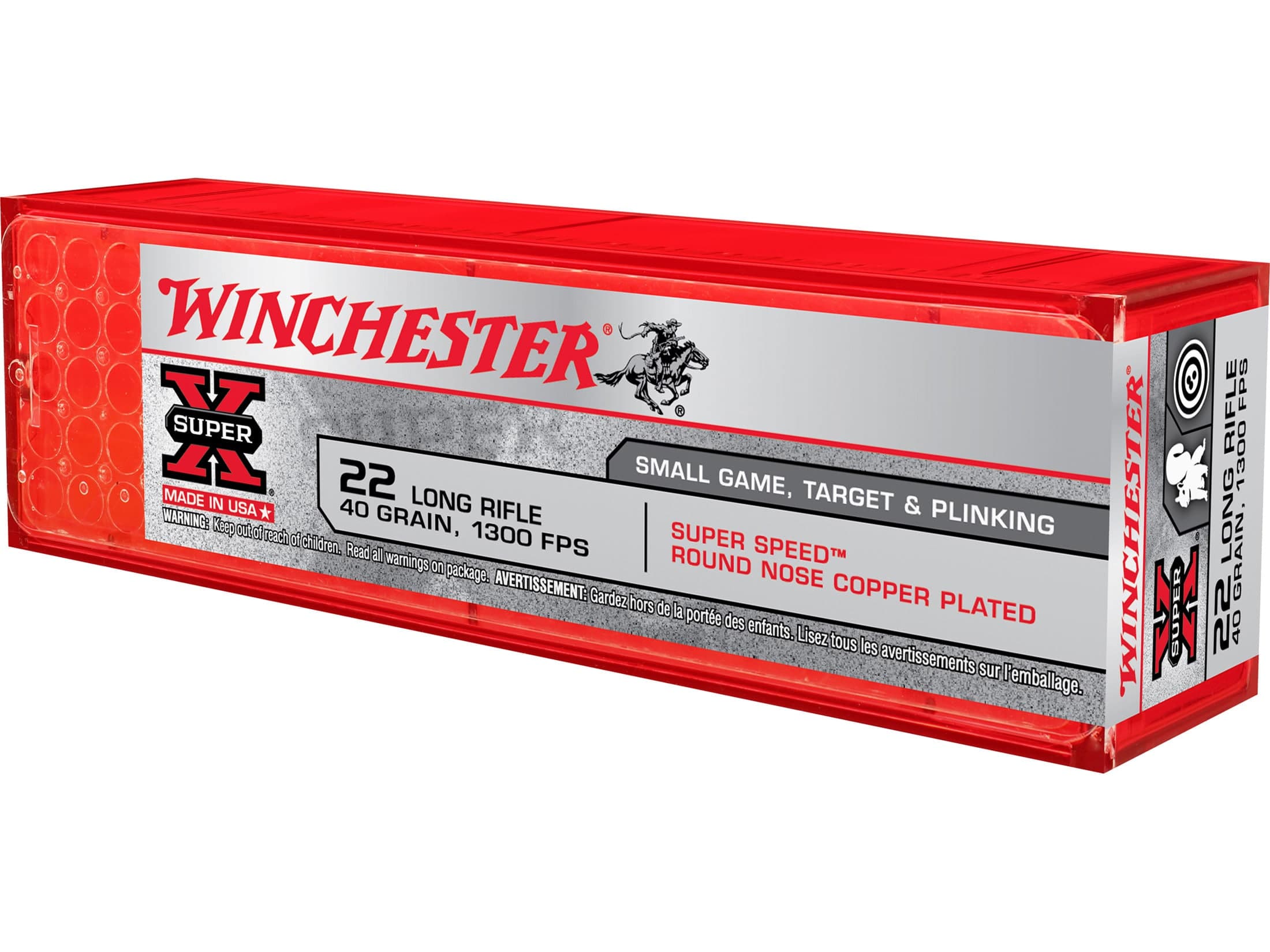 Winchester Super X High Velocity 22LR Ammo 40 Grain Plated Round Nose