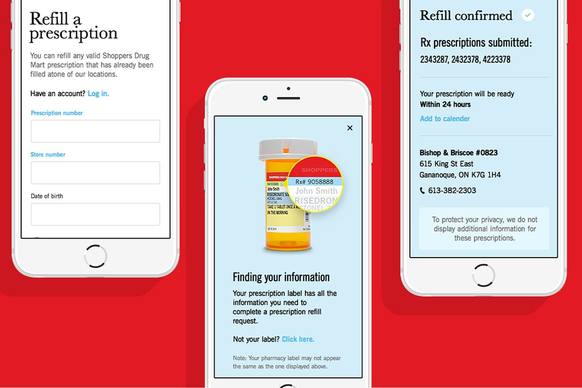 Shoppers Drug Mart Prescription Refill Website on Behance