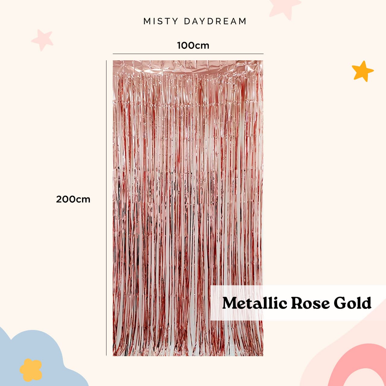 Metallic ROSE GOLD Tinsel Curtain Backdrops 245cm x 92cm