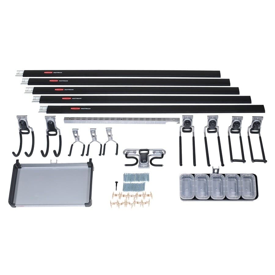 Rubbermaid Fasttrack Garage 18-Piece Black/Silver Steel Storage Rail ...