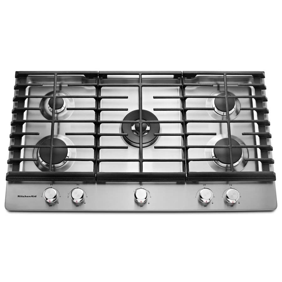 Shop KitchenAid 5-Burner Gas Cooktop (Stainless Steel) (Common: 36-in ...