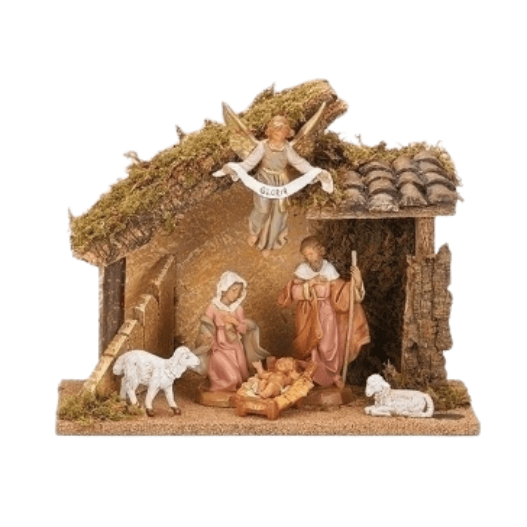 Fontanini 5 Inch 6 Piece Nativity Set with Italian Stable-54425