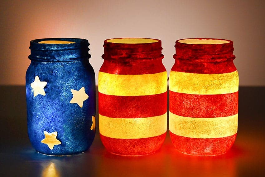 4th of July Mason Jar Lanterns | Patriotic Red, White, and Blue Mason Jars
