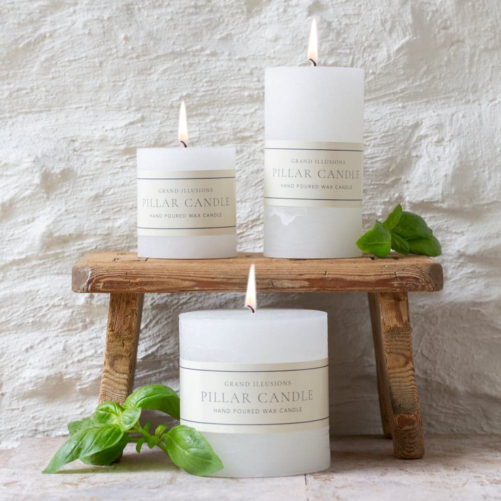Rustic Pillar Candle White - Grand Illusions