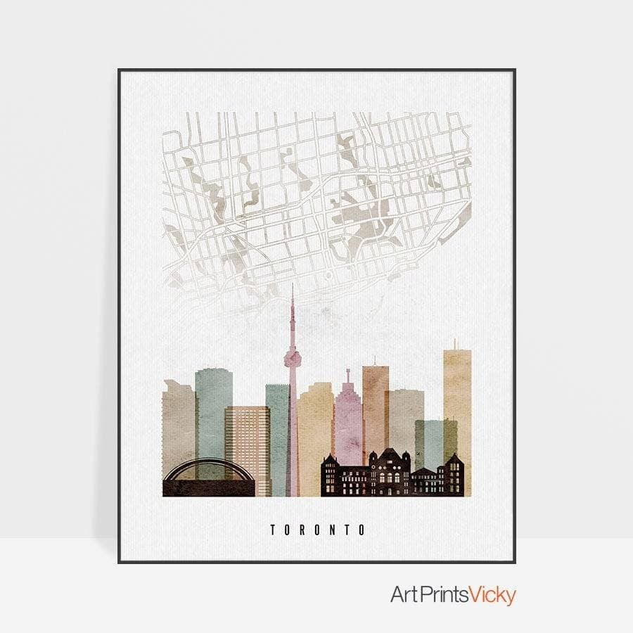 Toronto Map, Toronto Map Art, Toronto Skyline, City Maps, Travel Gift ...