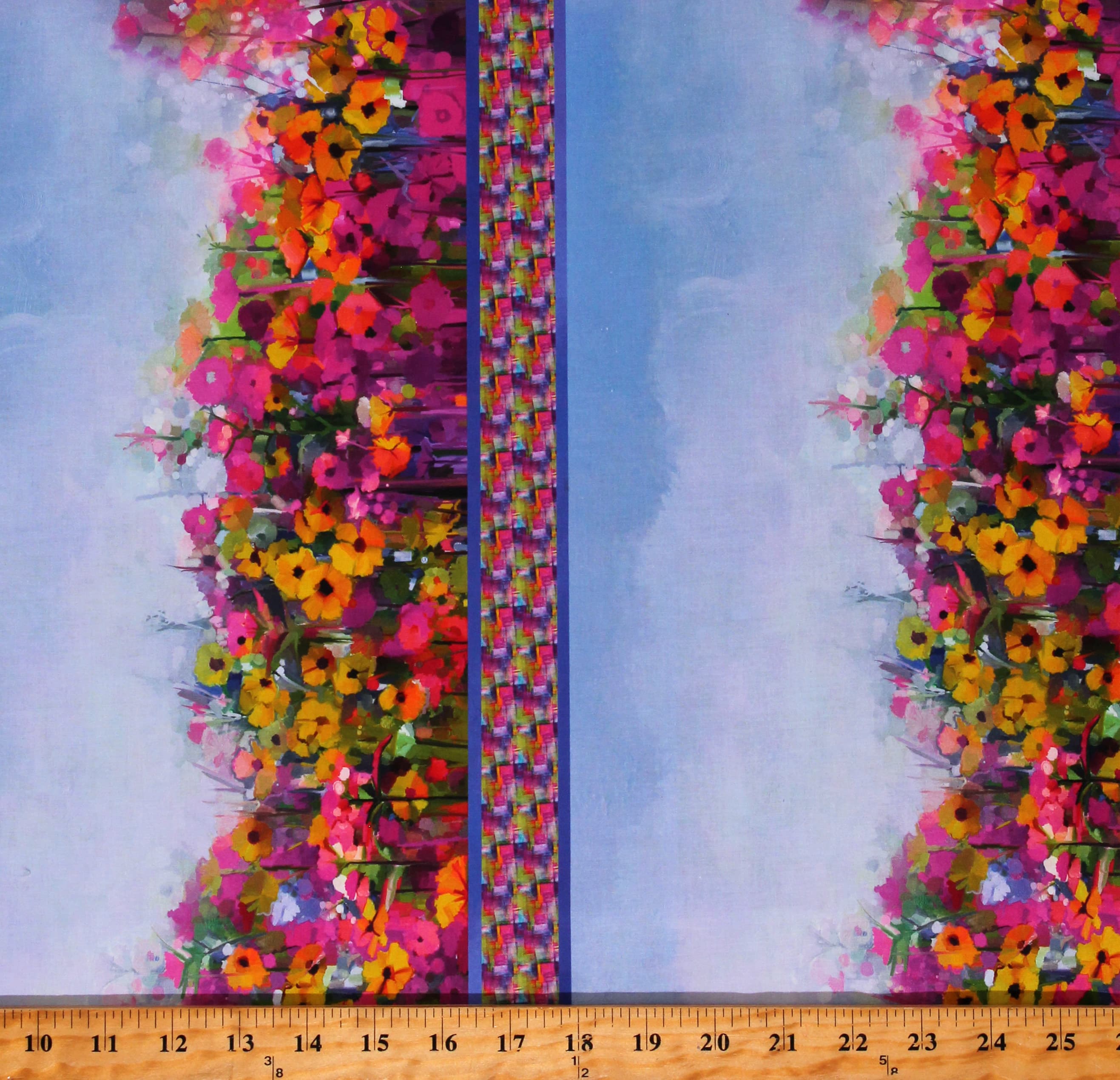Cotton Summer Border Flowers Floral Garden A Year of Art Cotton Fabric ...