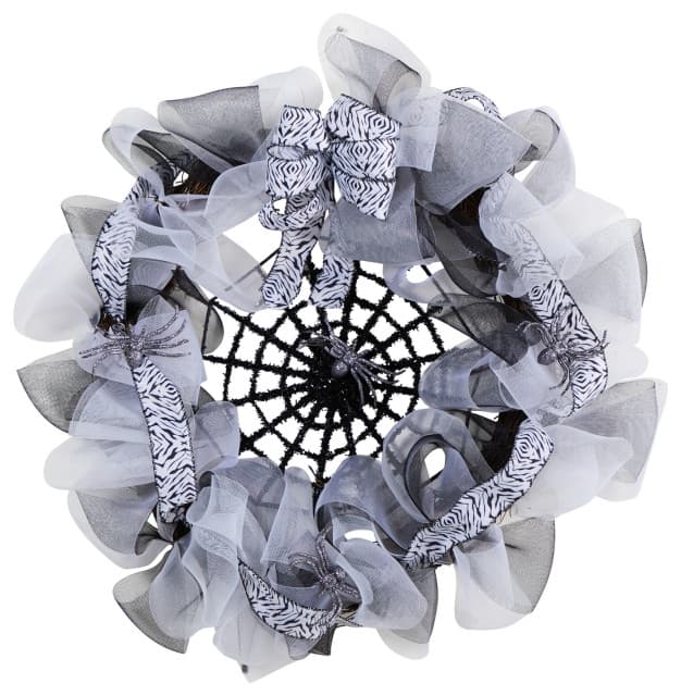 26" Halloween Spider Web Mesh Wreath - Modern - Wreaths And Garlands ...