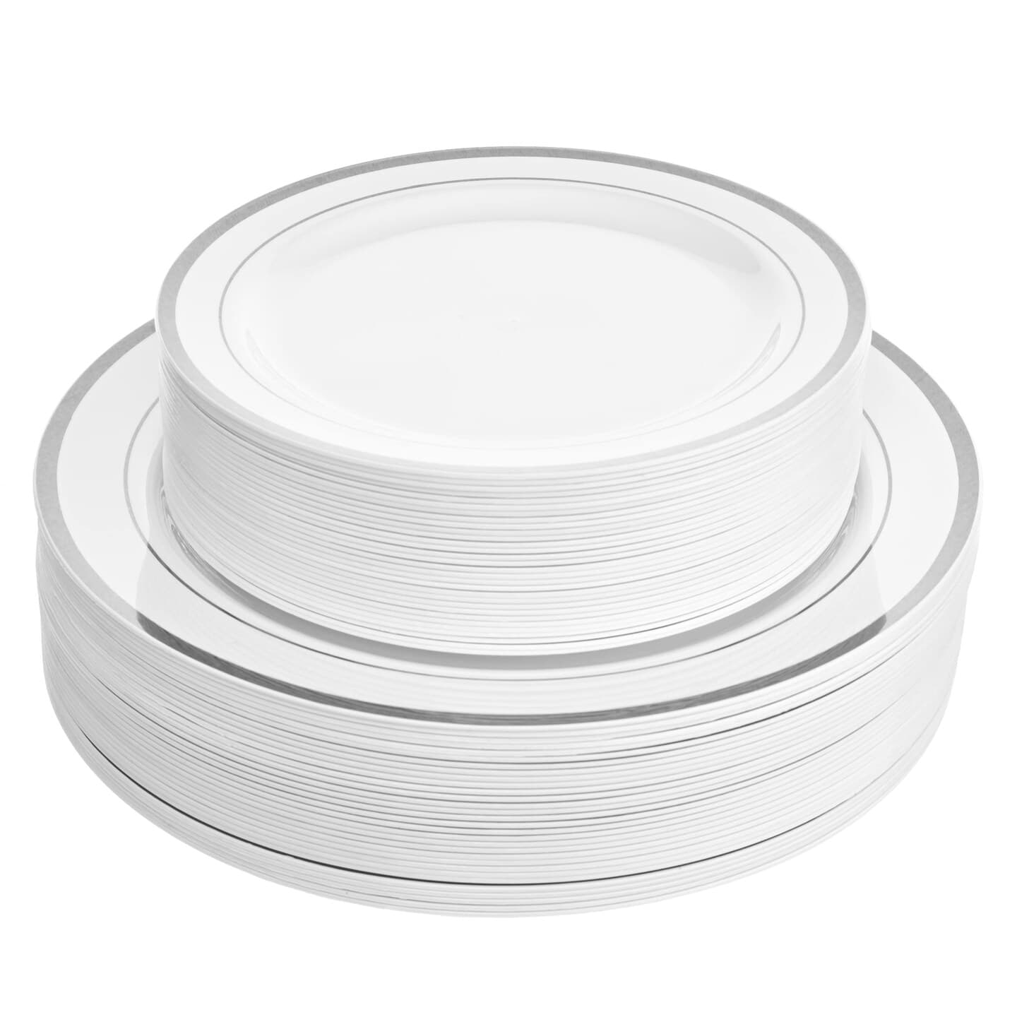 Aya's 60 Silver Plastic Plates Disposable Heavy Duty Premium Plastic ...