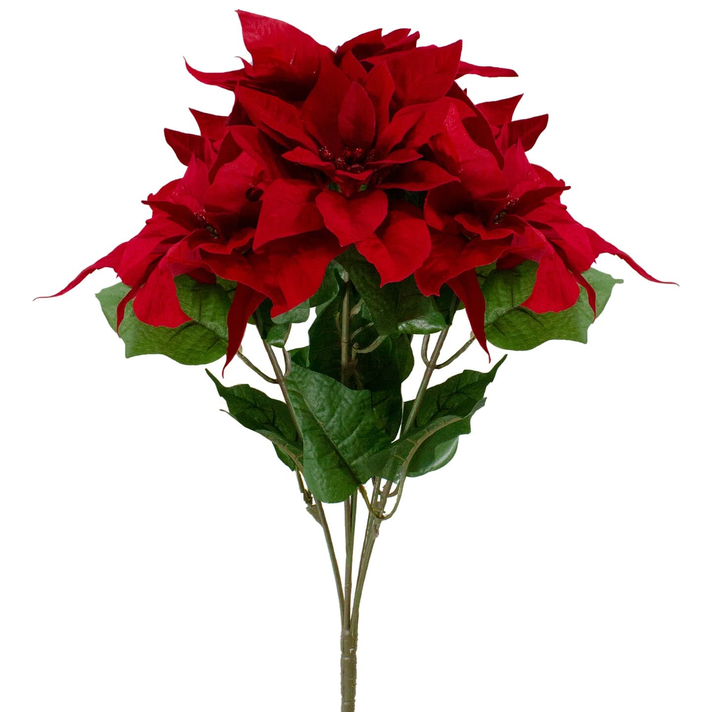 Northlight 20" Red and Green Artificial Poinsettia Christmas Pick ...