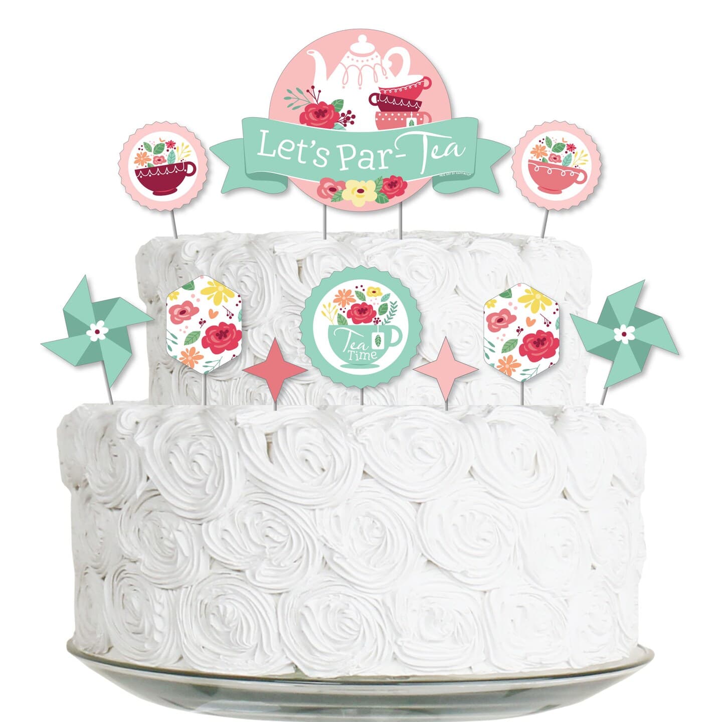 Big Dot of Happiness Floral Let's Par-Tea - Garden Tea Party Cake ...