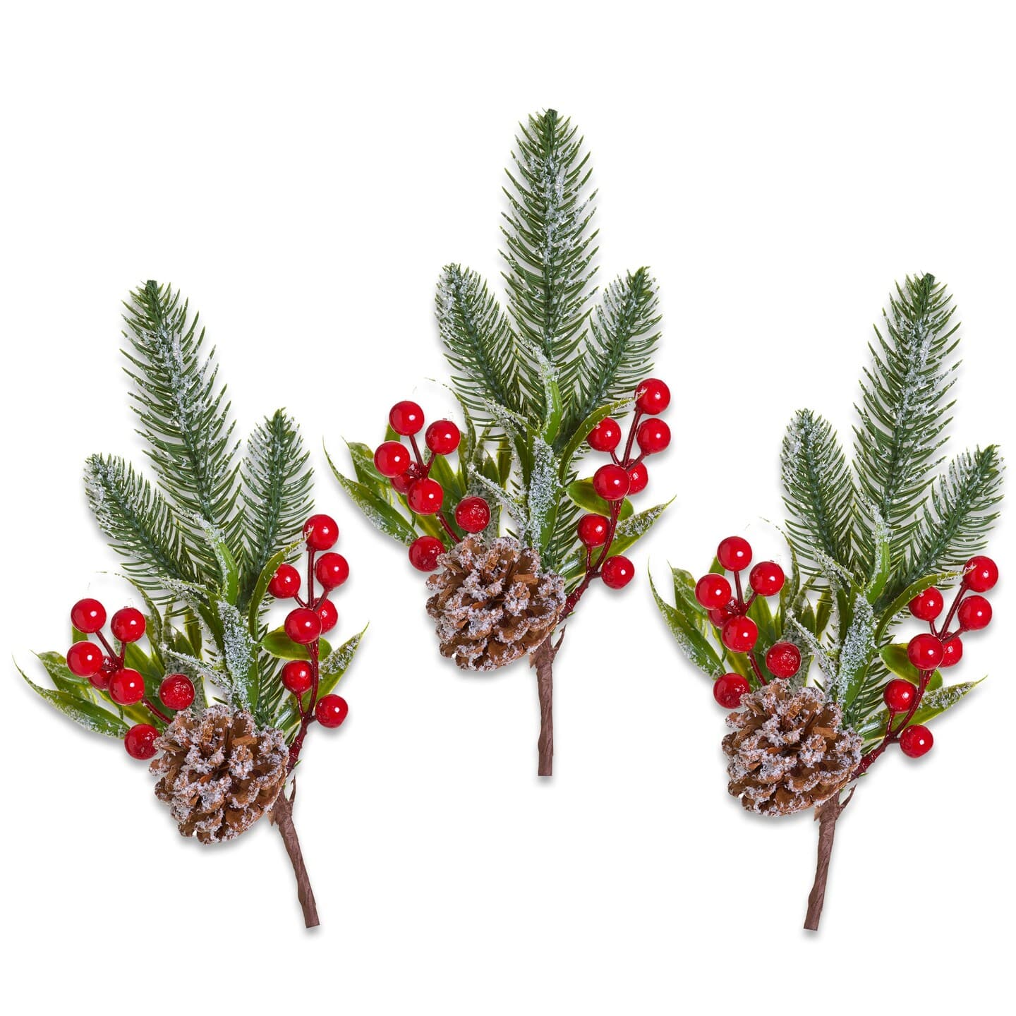 3 Pack of Winter Berry Snow Crusted Pine Picks | Michaels
