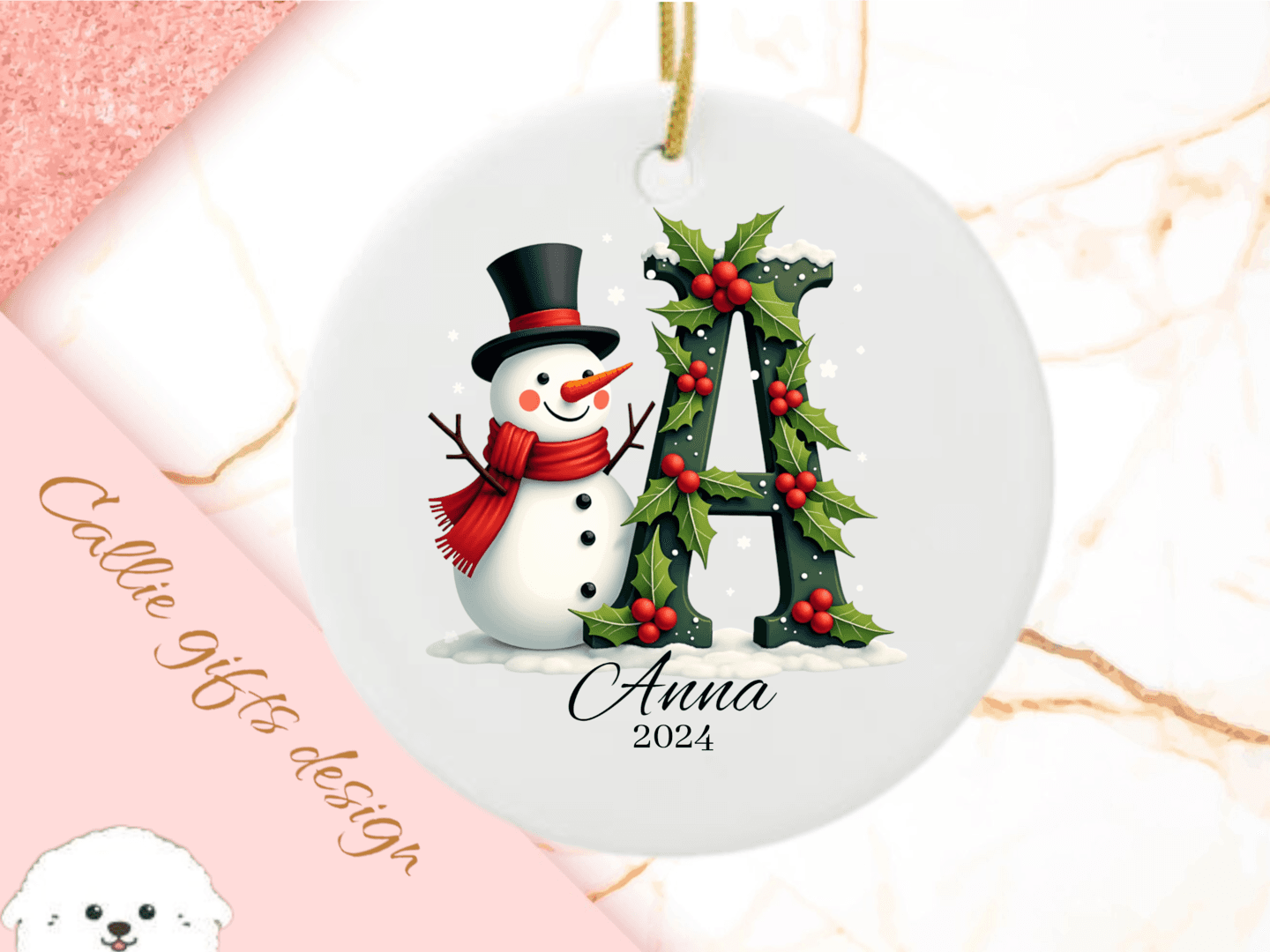 Letter name Ornament 2024, letter ornament, Monogram ornament ...
