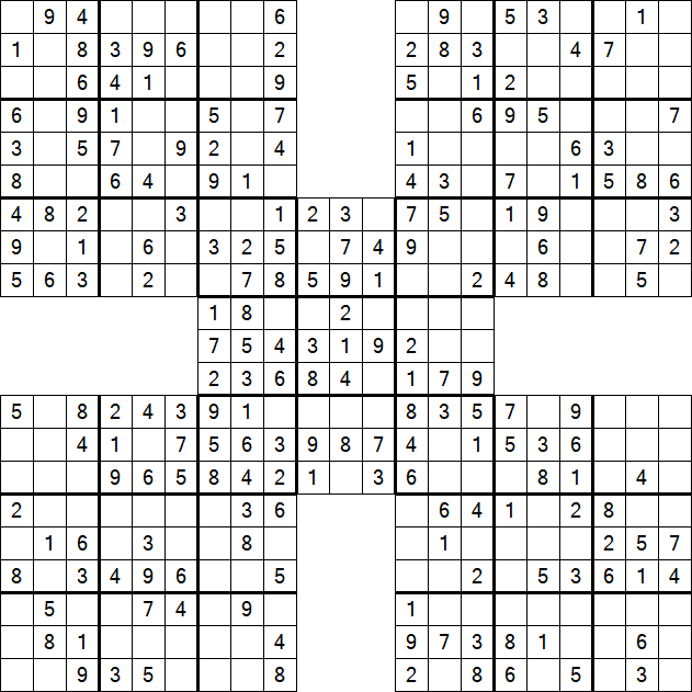 Samurai Sudoku Puzzles Printable - Printable Free Templates