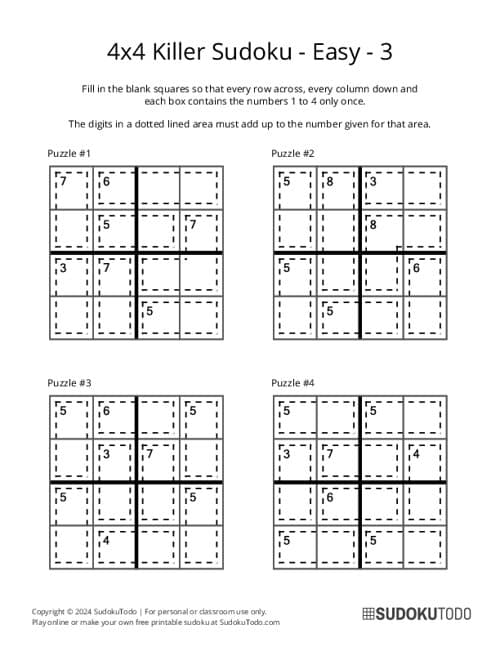 Killer Sudoku Puzzles