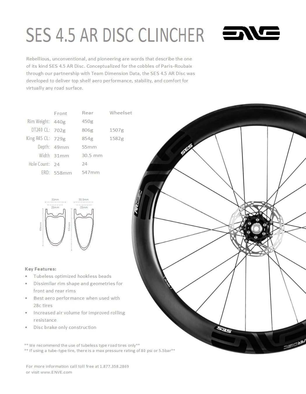 ENVE SES AR Disc Brake Wheelset Tubeless Components, 41% OFF
