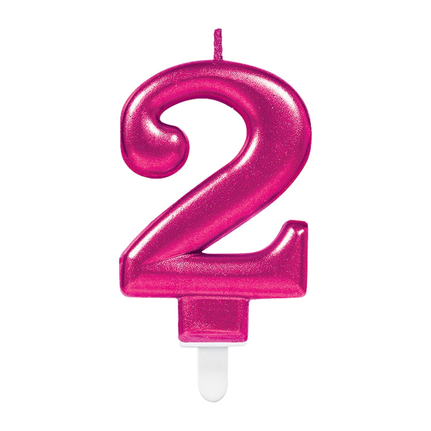 Amscan 9901784 – Pink Celebration Metallic Finish Number 2 Candle – 7 ...