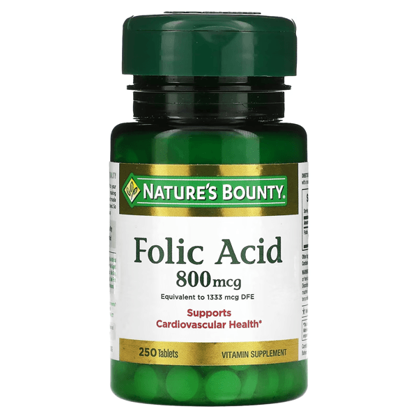 Nature’s Bounty Folic Acid 800mcg Tablets Maximum Strength 250 Tablets ...
