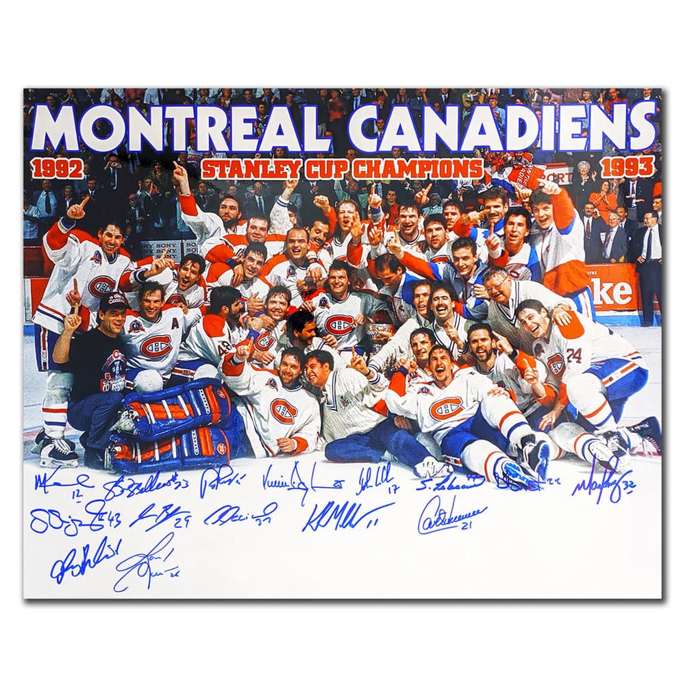 1993 Montreal Canadiens Stanley Cup Champions Team Autographed 8x10 ...