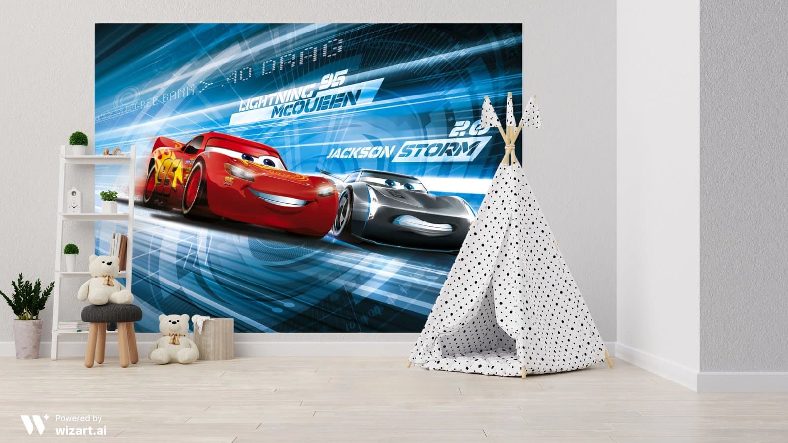 Disney Pixar Cars Wall Mural – Lightning McQueen vs. Jackson Storm ...