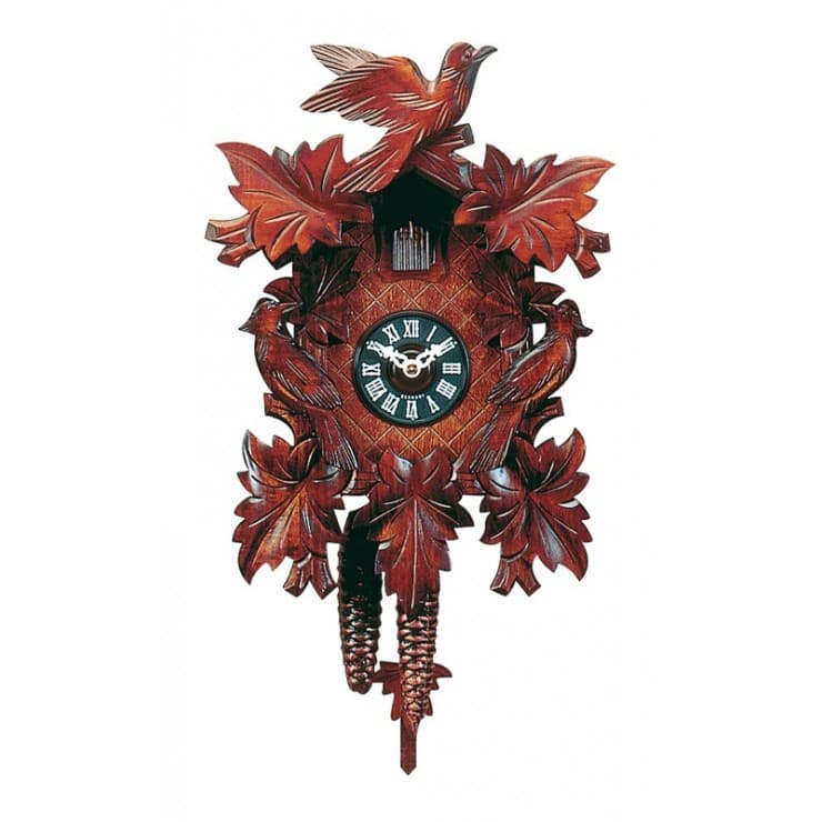 Horloge coucou 1 jour, Horloge sculpture feuilles et oiseaux : La ...