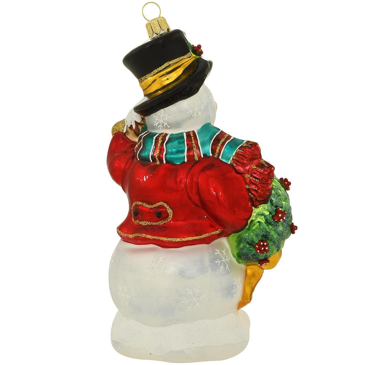 Snowman And Birdhouse Glass Ornament