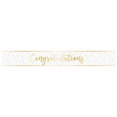Amscan Congratulations White & Gold Banner 2.7m – Cardelium at Halifax