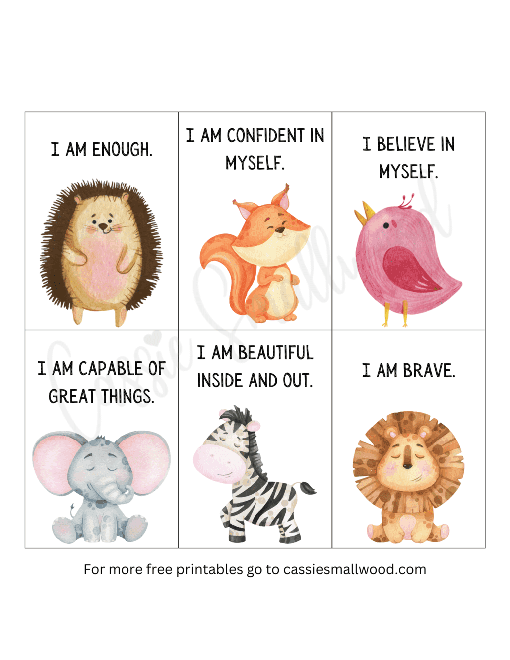 Positive Affirmations For Kids (FREE PRINTABLE CARDS) - Cassie Smallwood