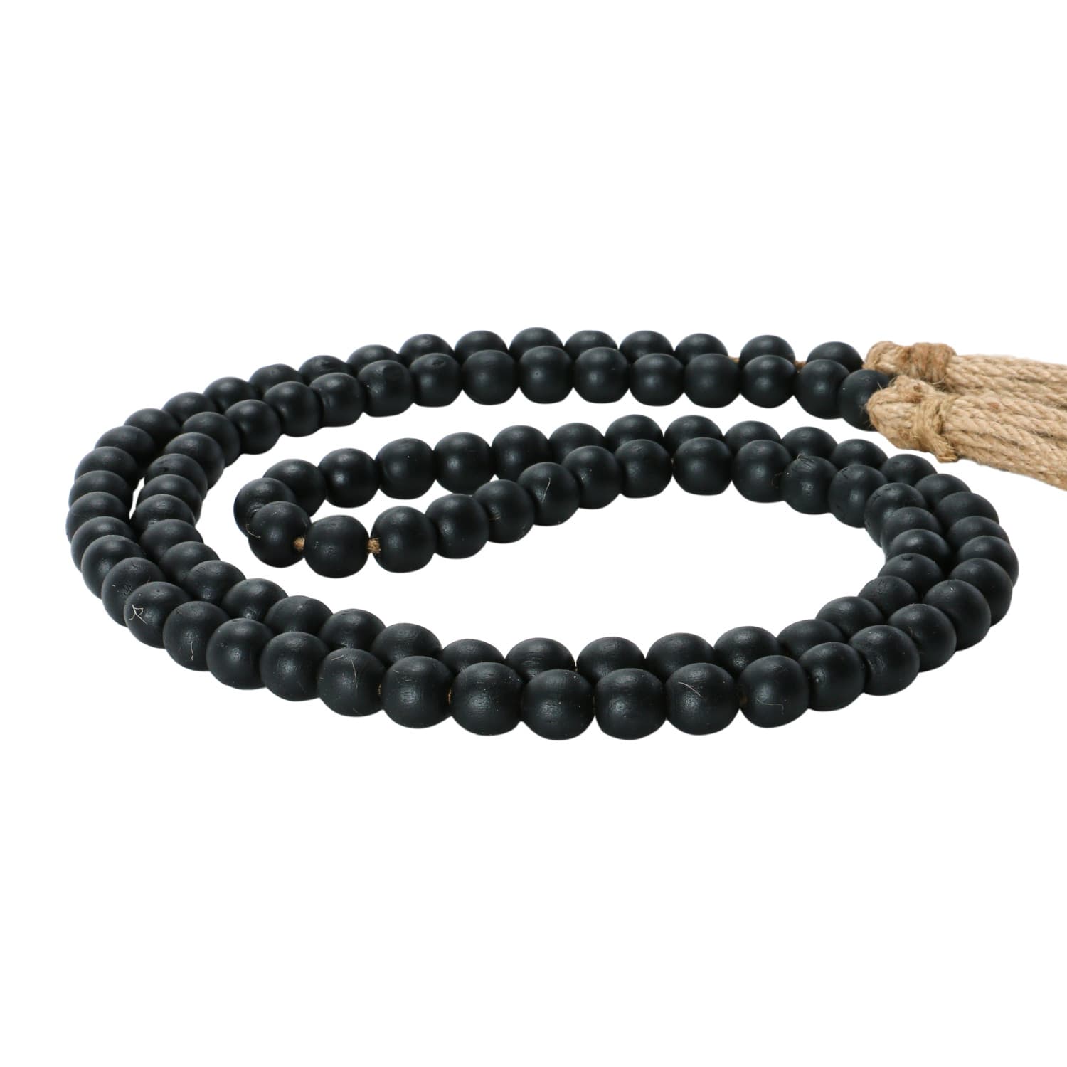 Paulownia Wood Bead Garland with Jute Tassels