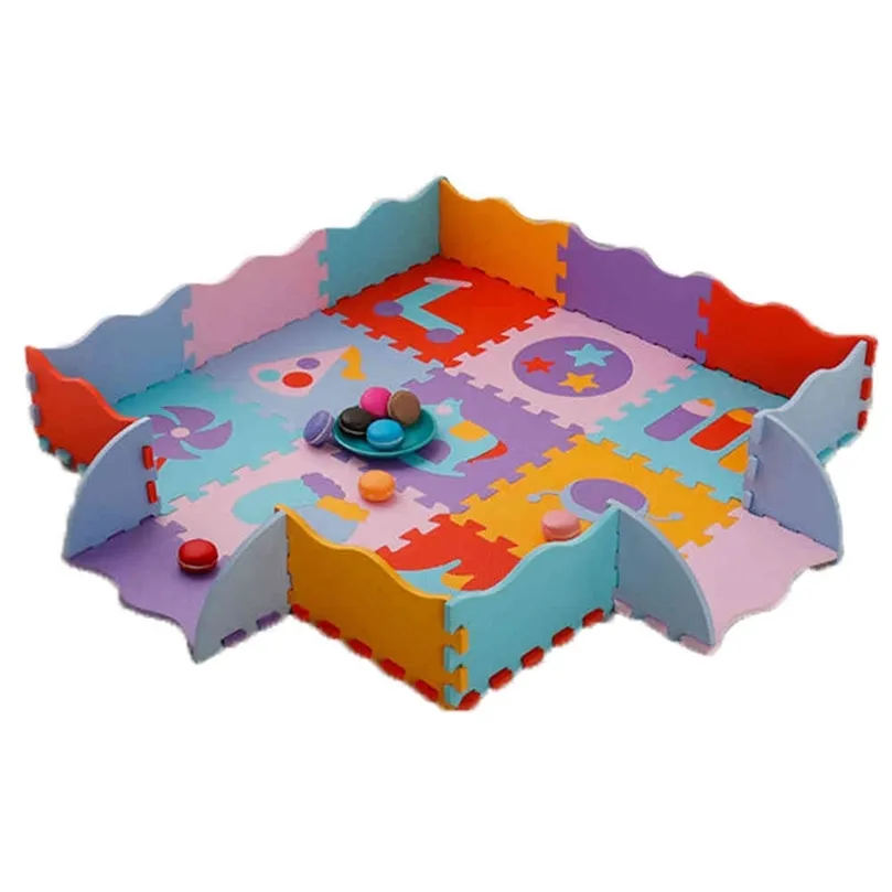 Kids Play Mat with Fence - Soft EVA Foam Puzzle Mat, Interlocking Tiles ...