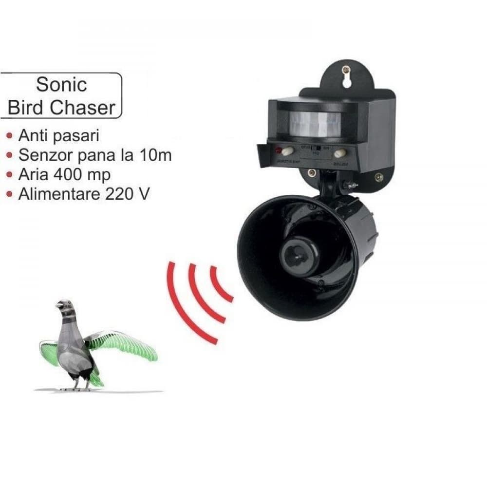 Sonic Bird Chaser – Anti Porumbei, Grauri, Ciori, Vrăbii | Pest Repeller